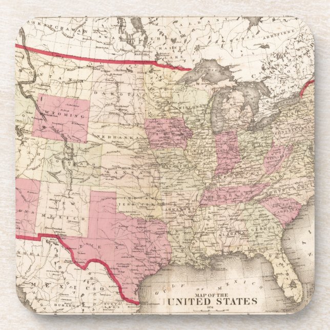 Map of the United States 5 Coaster (Front)