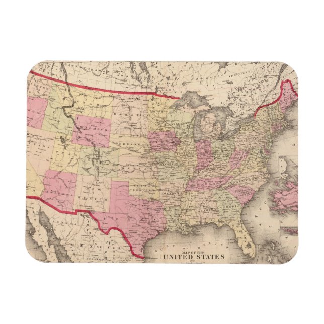 Map of the United States 5 Magnet (Horizontal)