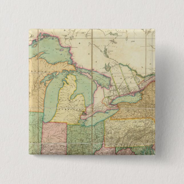 Map of the United States 6 15 Cm Square Badge (Front)
