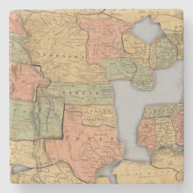 Map of the United States and Canada Stone Coaster (Front)