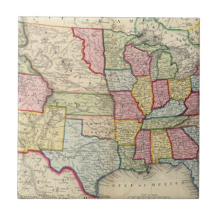 Map Of The United States, And Territories Ceramic Tile