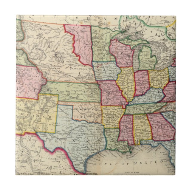 Map Of The United States, And Territories Ceramic Tile (Front)