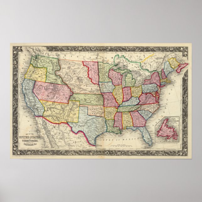 Map Of The United States, And Territories Poster (Front)