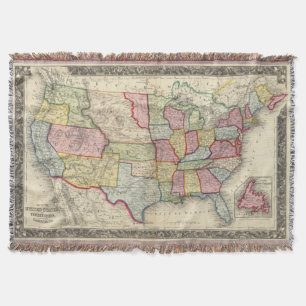 Map Of The United States, And Territories Throw Blanket