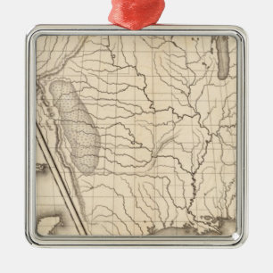 Map of the United States and Texas Metal Ornament
