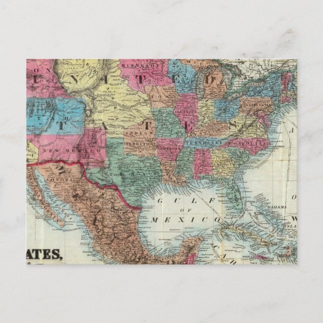 Map Of The United States, Canada, Mexico Postcard (Front)