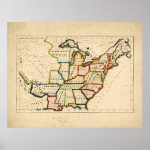 Map of the United States (circa 1819-1824) Poster