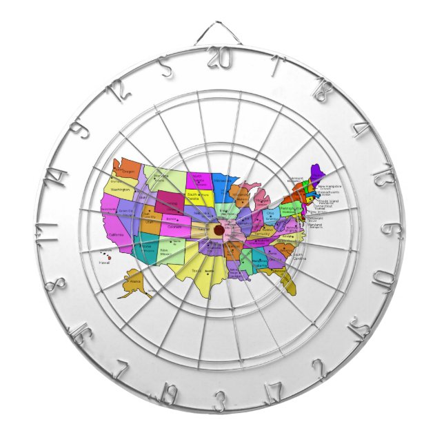 Map of the United States Dartboard (Front)