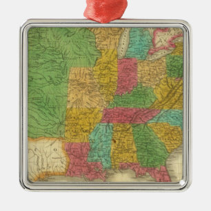 Map of the United States Metal Ornament