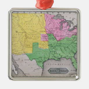 Map of the United States Metal Ornament