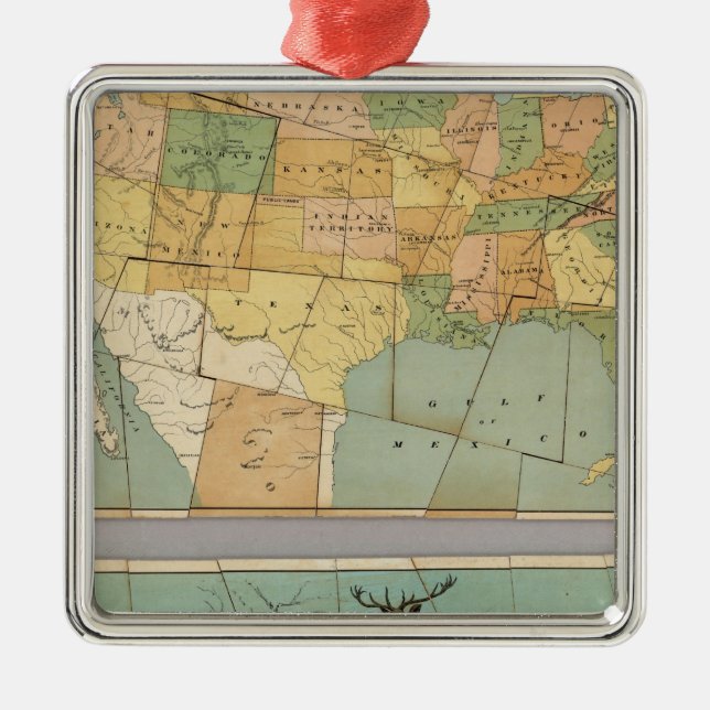 Map of the United States of America 2 Metal Tree Decoration (Front)