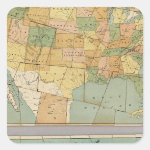 Map of the United States of America 2 Square Sticker