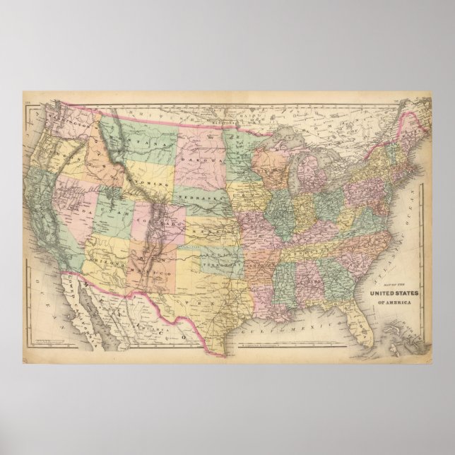 Map of the United States of America 3 Poster (Front)