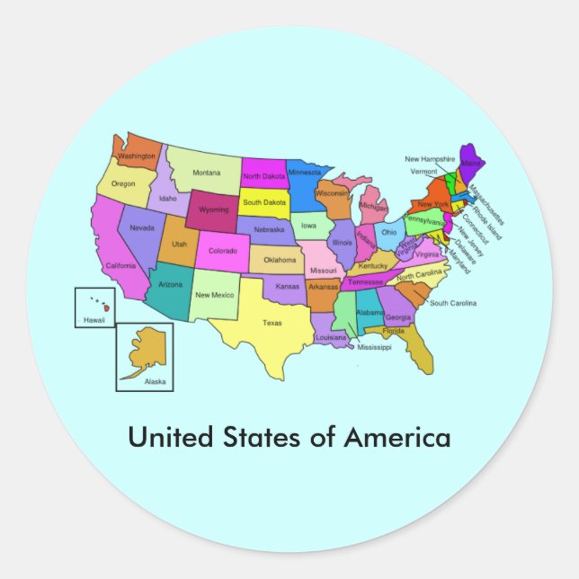 Map of the United States of America Classic Round Sticker (Front)