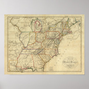 Map of the United States of America Poster