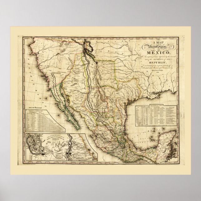 Map of the United States of Mexico (1826) Poster (Front)