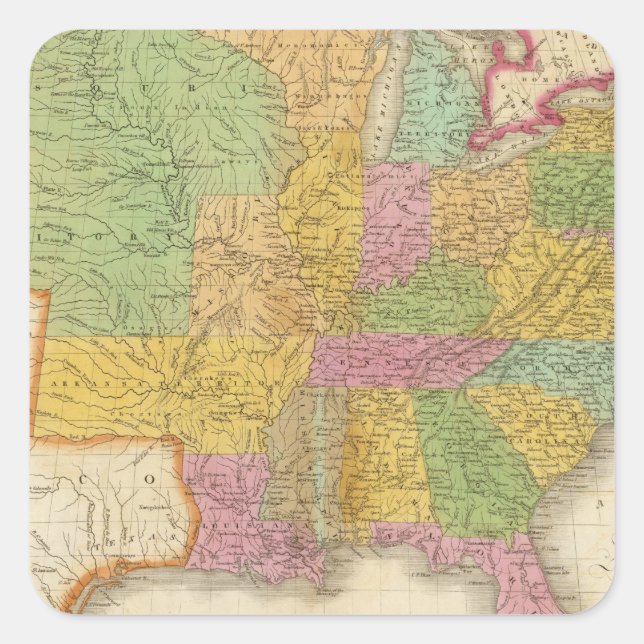 Map of The United States Square Sticker (Front)