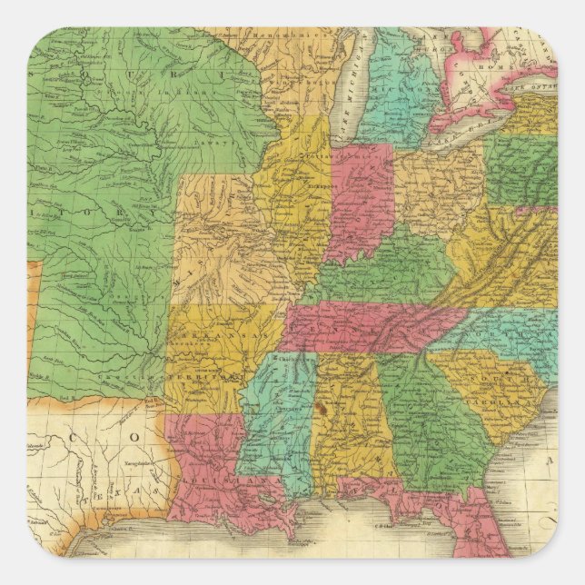 Map of the United States Square Sticker (Front)