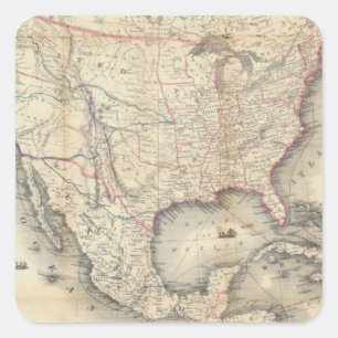 Map Of The United States Square Sticker