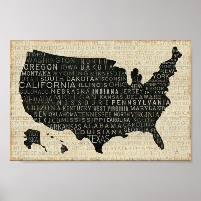 Map of the USA Poster (Front)