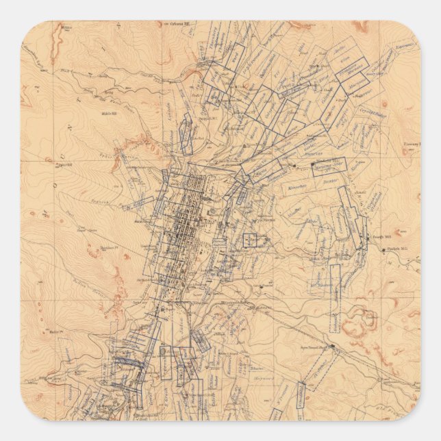 Map of the Washoe District Showing Mining Claims Square Sticker (Front)