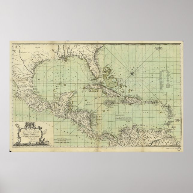 Map of the West Indies by Thomas Bowen (1774) Poster (Front)