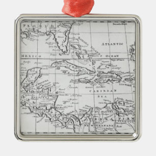 Map of the West Indies Metal Tree Decoration