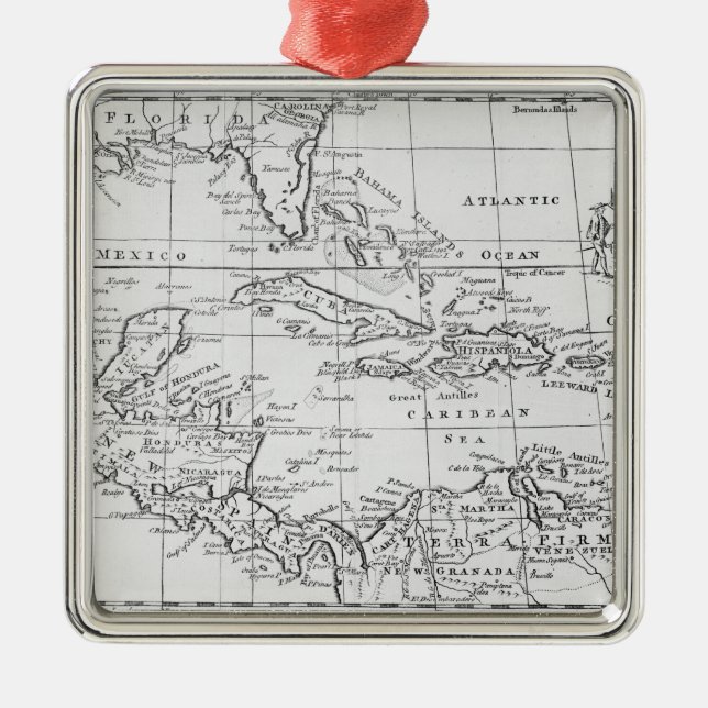 Map of the West Indies Metal Tree Decoration (Front)
