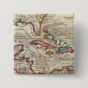 Map of the West Indies, Mexico or New Spain 15 Cm Square Badge