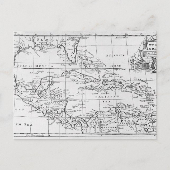 Map of the West Indies Postcard (Front)