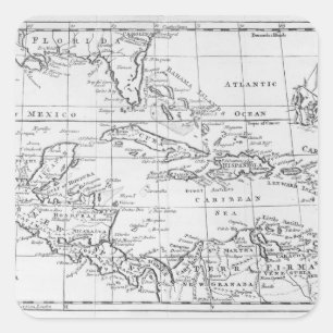 Map of the West Indies Square Sticker