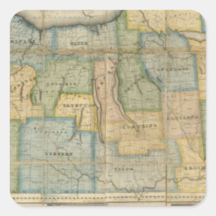 Map of the Western Part of the State Of New York Square Sticker