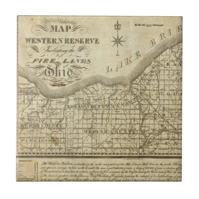 Map of The Western Reserve Ceramic Tile (Front)
