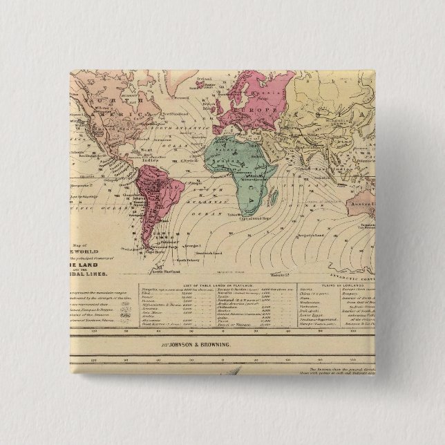 Map of The World 15 Cm Square Badge (Front)