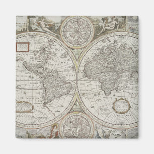 Map of the World   1676 Magnet