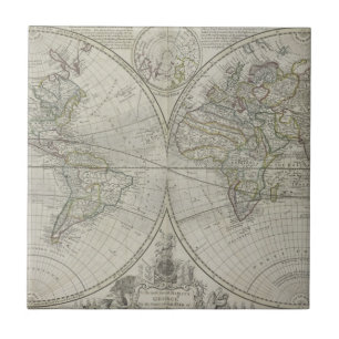 Map of the world 1736 ceramic tile