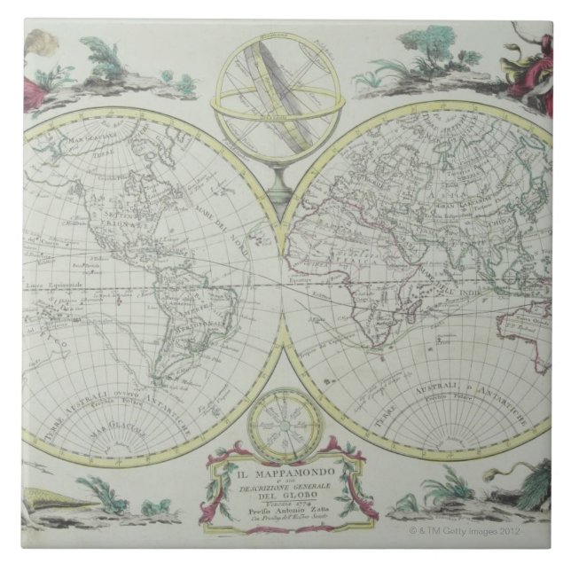 Map of the World 18 Ceramic Tile (Front)