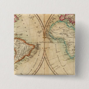 Map of the World 3 15 Cm Square Badge