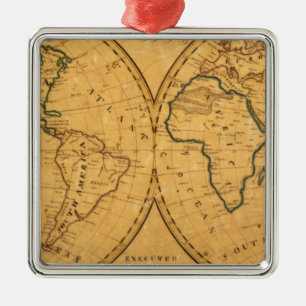 Map of the World 5 Metal Ornament