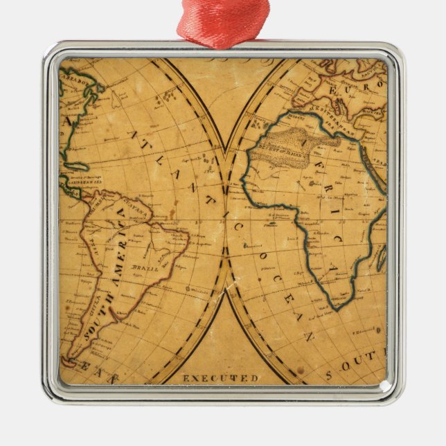 Map of the World 5 Metal Ornament (Front)