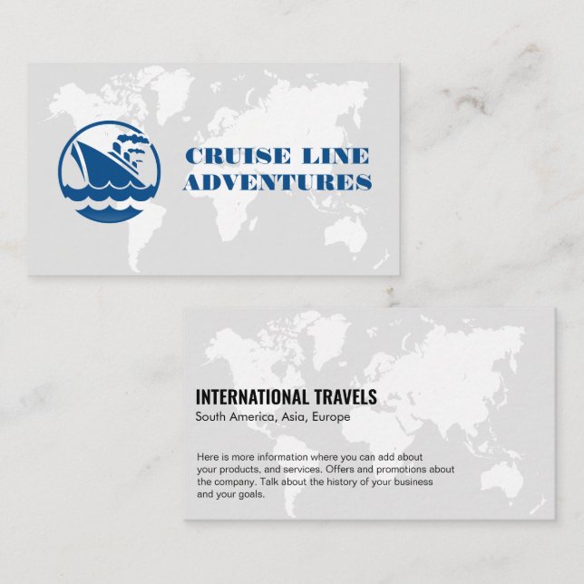 Map of the World | Cruise Line Ship Business Card (Front/Back)
