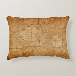 map of the world decorative cushion