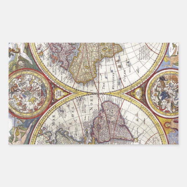 Map of the world from 1626 rectangular sticker (Front)