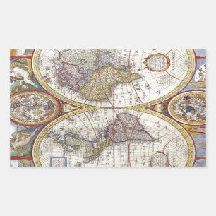 Map of the world from 1626 rectangular sticker