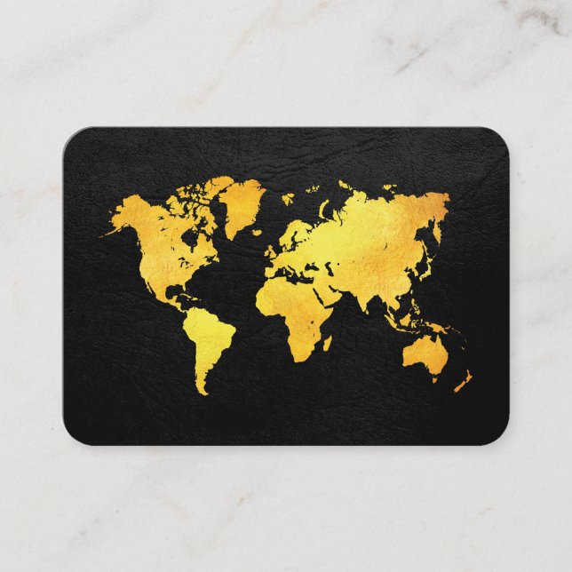 Map of the World (Gold) Business Card (Front)