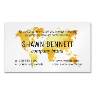 Map of the World (Gold) Magnetic Business Card