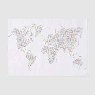Map of the World in Colourful Stars Tissue Paper