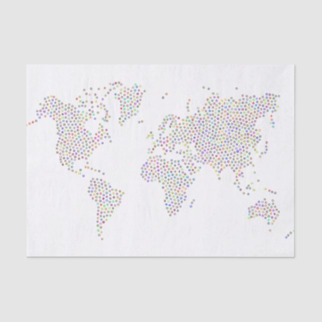 Map of the World in Colourful Stars Tissue Paper (Front)