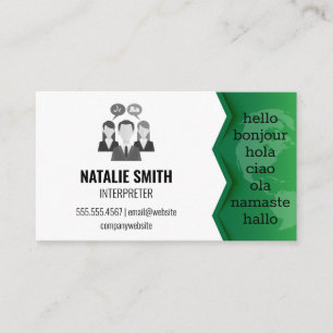 Map of the World Interpreter Languages Business Card