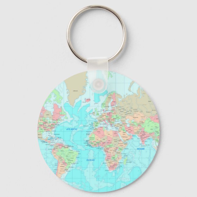 Map of the world key ring (Front)